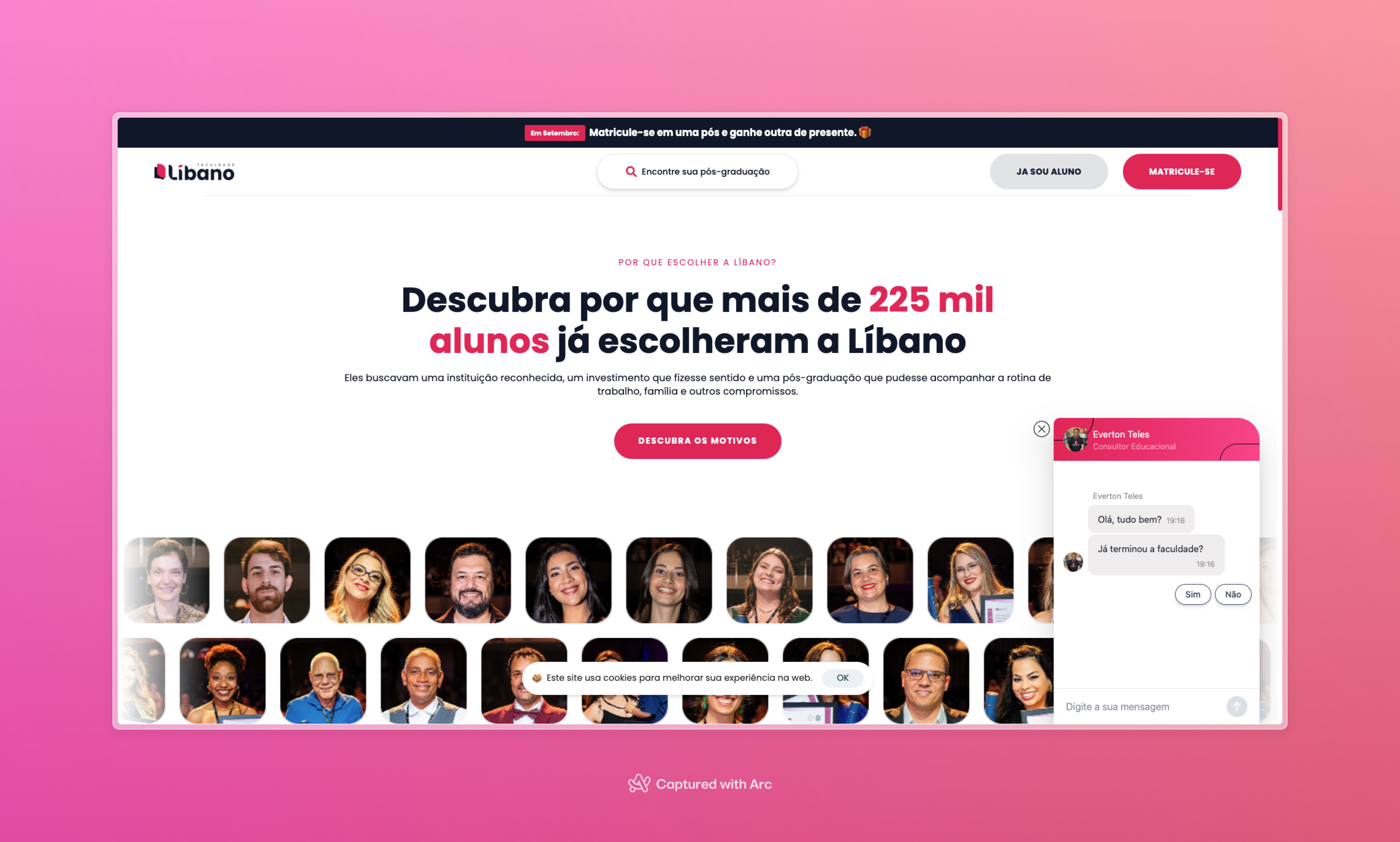 Interface da Landing Page Porque a Líbano